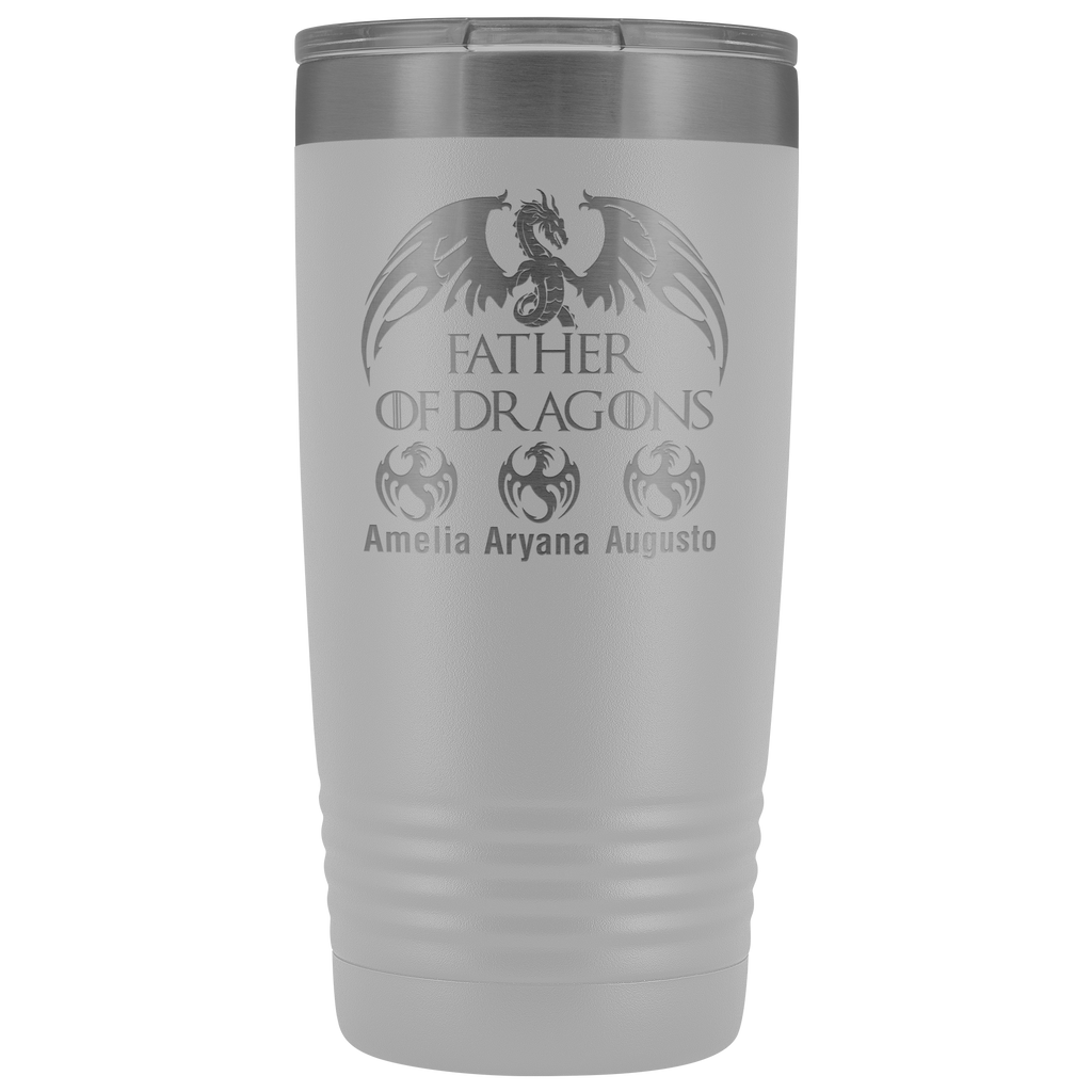 VnSupertramp Personalized Father of Dragons 20oz Vacuum Tumbler Add Up To 10 Dragons - Custom Kids' Name On Travel Cup Gift