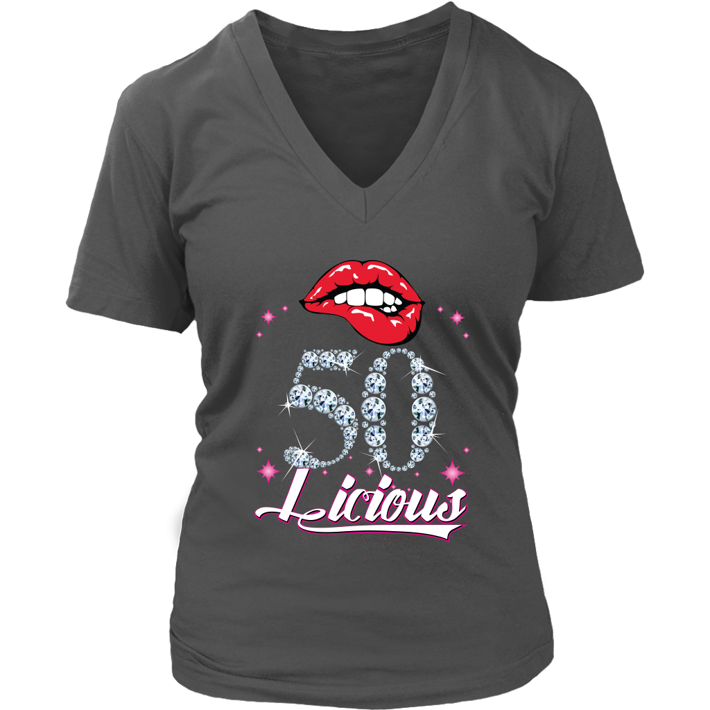 VnSupertramp Personalized Fabulous V-Neck Women Shirt Plus Size XL-4XL -  50 licious - kacey bloski - D4