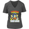 Image of VnSupertramp Team 3rd Third Grade Wonder Teacher Women V-Neck T-Shirt - Back To School 1st Day of School Funny Superheroes Gift Tee
