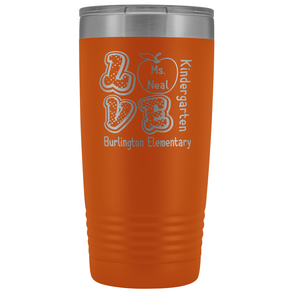 VnSupertramp Personalized Love Apple Teacher Tumbler 20oz - Custom Name, School, Grade on Tumbler Gift Back To School First Day Of School