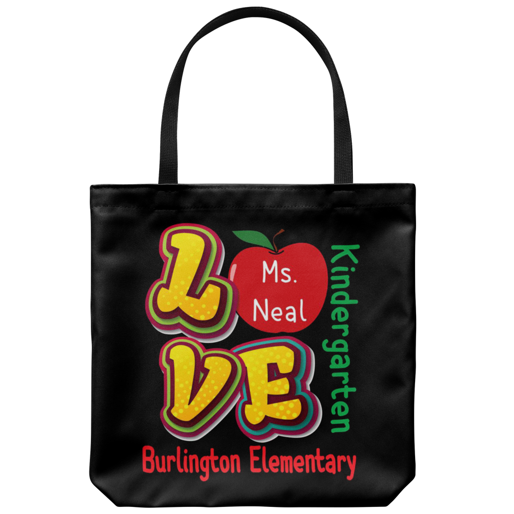 VnSupertramp Personalized Love Apple Canvas Teacher Tote Bag - Custom Name, School, Grade - Back To School First Day of School Gift
