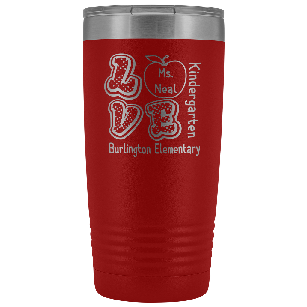 VnSupertramp Personalized Love Apple Teacher Tumbler 20oz - Custom Name, School, Grade on Tumbler Gift Back To School First Day Of School