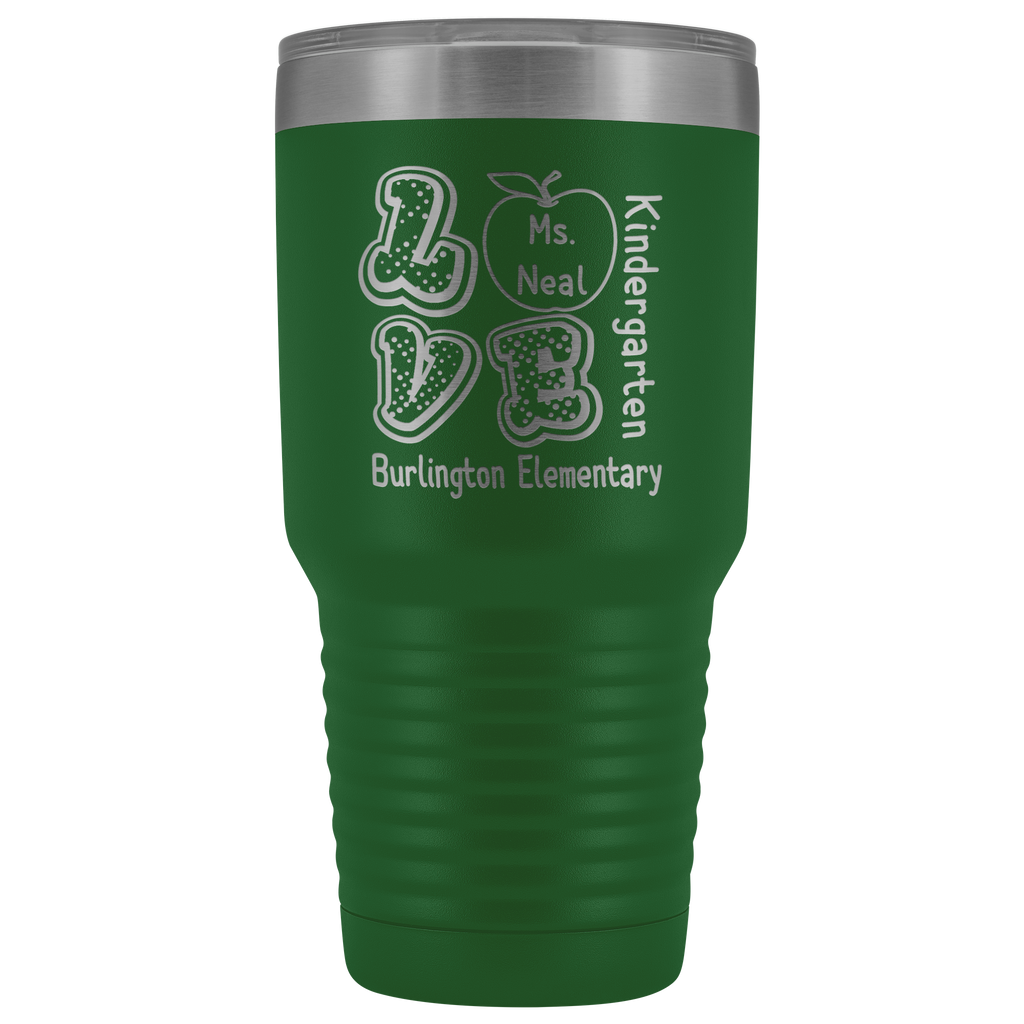 VnSupertramp Personalized Love Apple Teacher Tumbler 30oz - Custom Name, School, Grade on Tumbler Gift Back To School First Day Of School