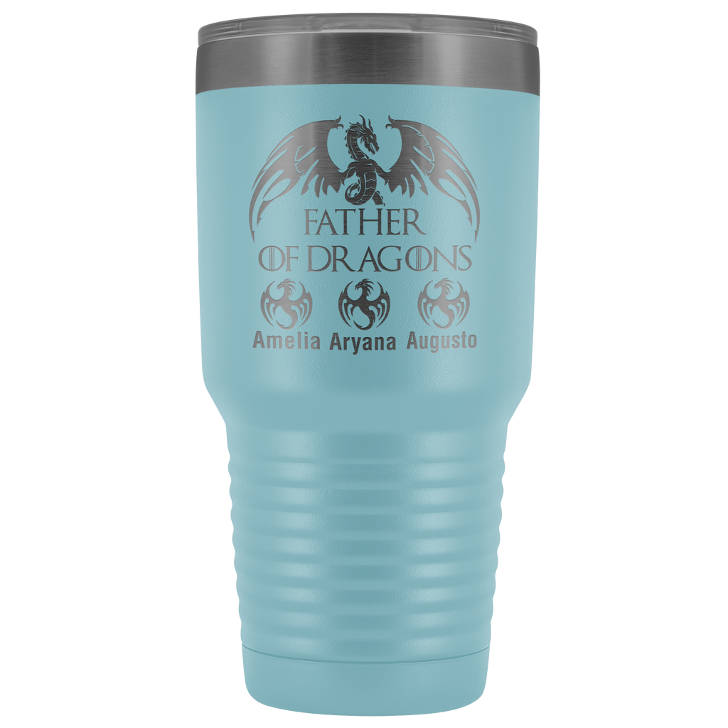 VnSupertramp Personalized Father of Dragons 30oz Vacuum Tumbler Add Up To 10 Dragons - Custom Kids' Name On Travel Cup Gift