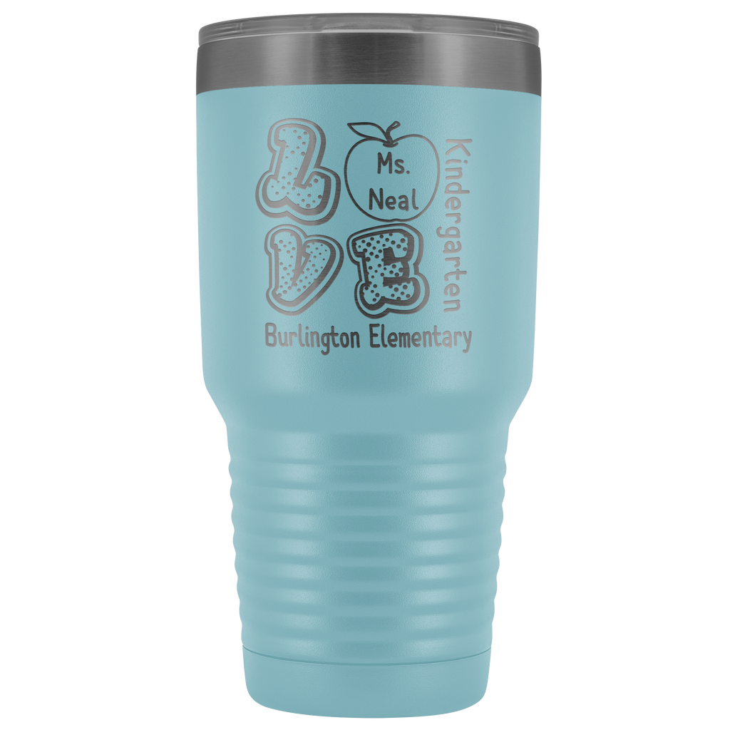 VnSupertramp Personalized Love Apple Teacher Tumbler 30oz - Custom Name, School, Grade on Tumbler Gift Back To School First Day Of School