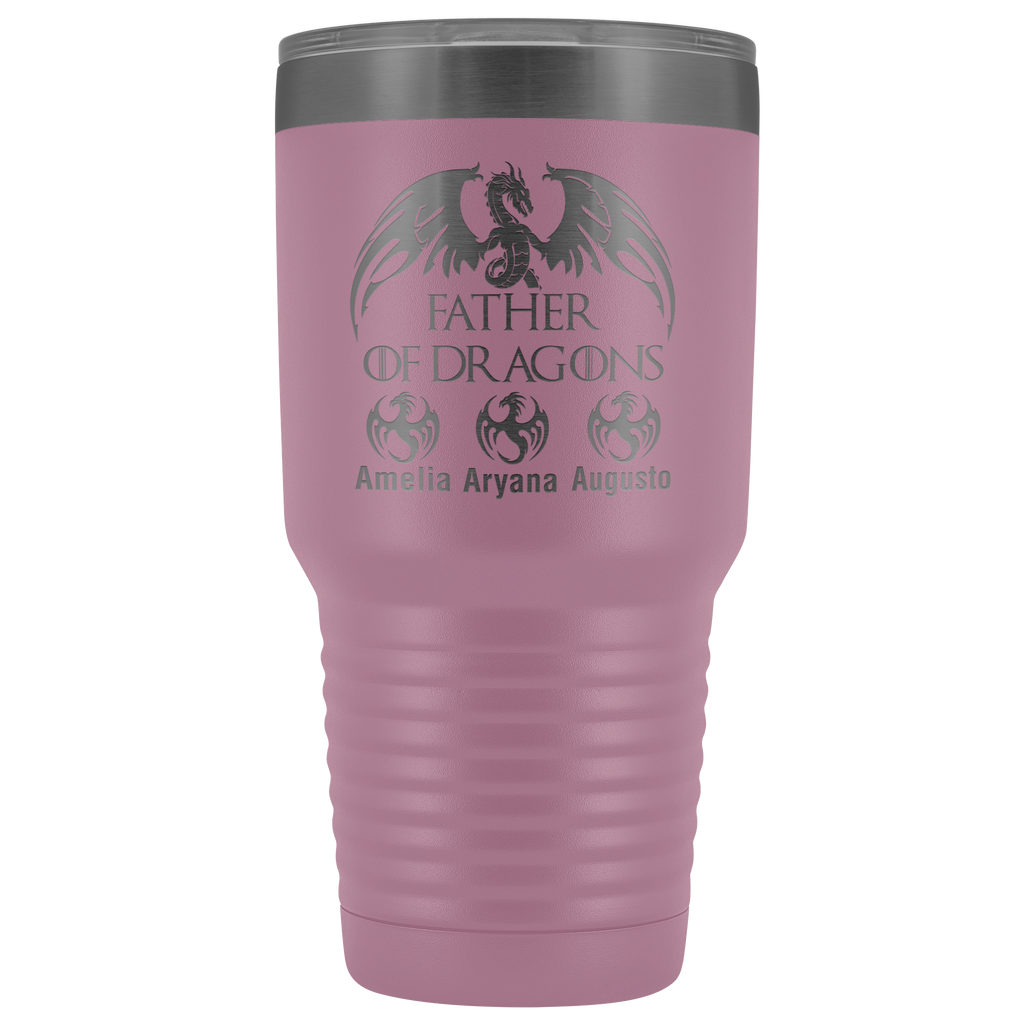 VnSupertramp Personalized Father of Dragons 30oz Vacuum Tumbler Add Up To 10 Dragons - Custom Kids' Name On Travel Cup Gift