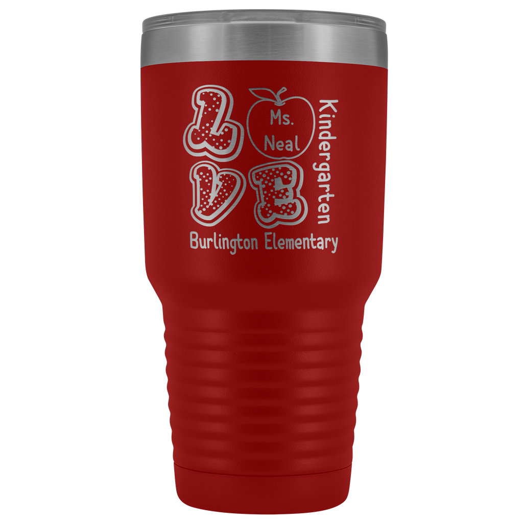 VnSupertramp Personalized Love Apple Teacher Tumbler 30oz - Custom Name, School, Grade on Tumbler Gift Back To School First Day Of School