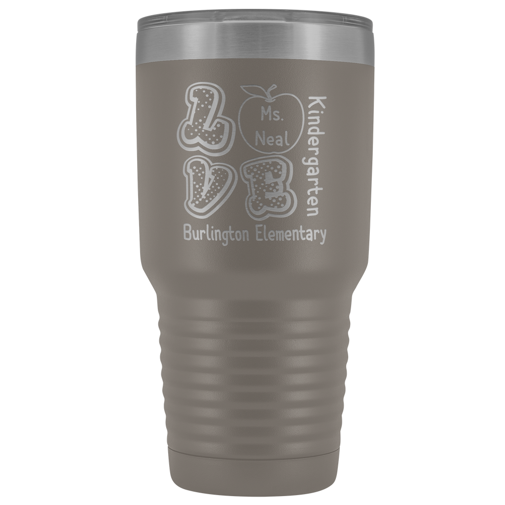 VnSupertramp Personalized Love Apple Teacher Tumbler 30oz - Custom Name, School, Grade on Tumbler Gift Back To School First Day Of School