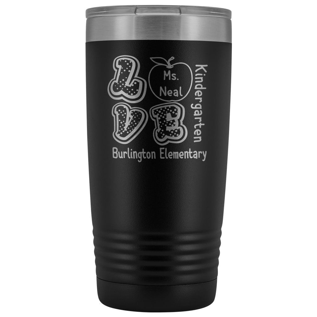 VnSupertramp Personalized Love Apple Teacher Tumbler 20oz - Custom Name, School, Grade on Tumbler Gift Back To School First Day Of School