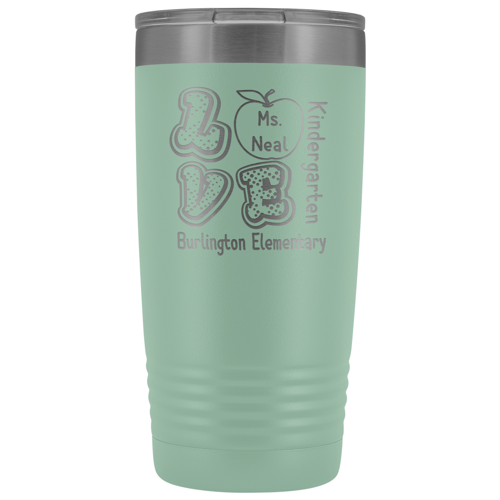 VnSupertramp Personalized Love Apple Teacher Tumbler 20oz - Custom Name, School, Grade on Tumbler Gift Back To School First Day Of School