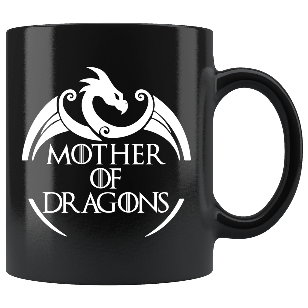 VnSupertramp Mother of Dragons Black Coffee Mug 11oz - Personalized Mother's Day Gift - Game of Thrones Fans Lovers