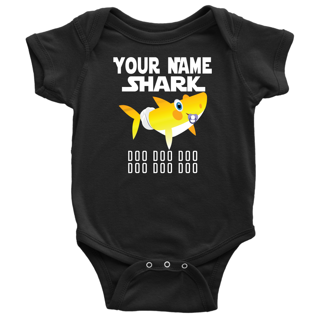 VnSupertramp Baby Brother Sister Shark Personalized Name Onesie Birthday Gift-D2