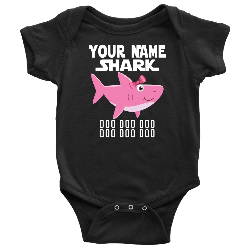 VnSupertramp Baby Brother Sister Shark Personalized Name Onesie Birthday Gift-D10
