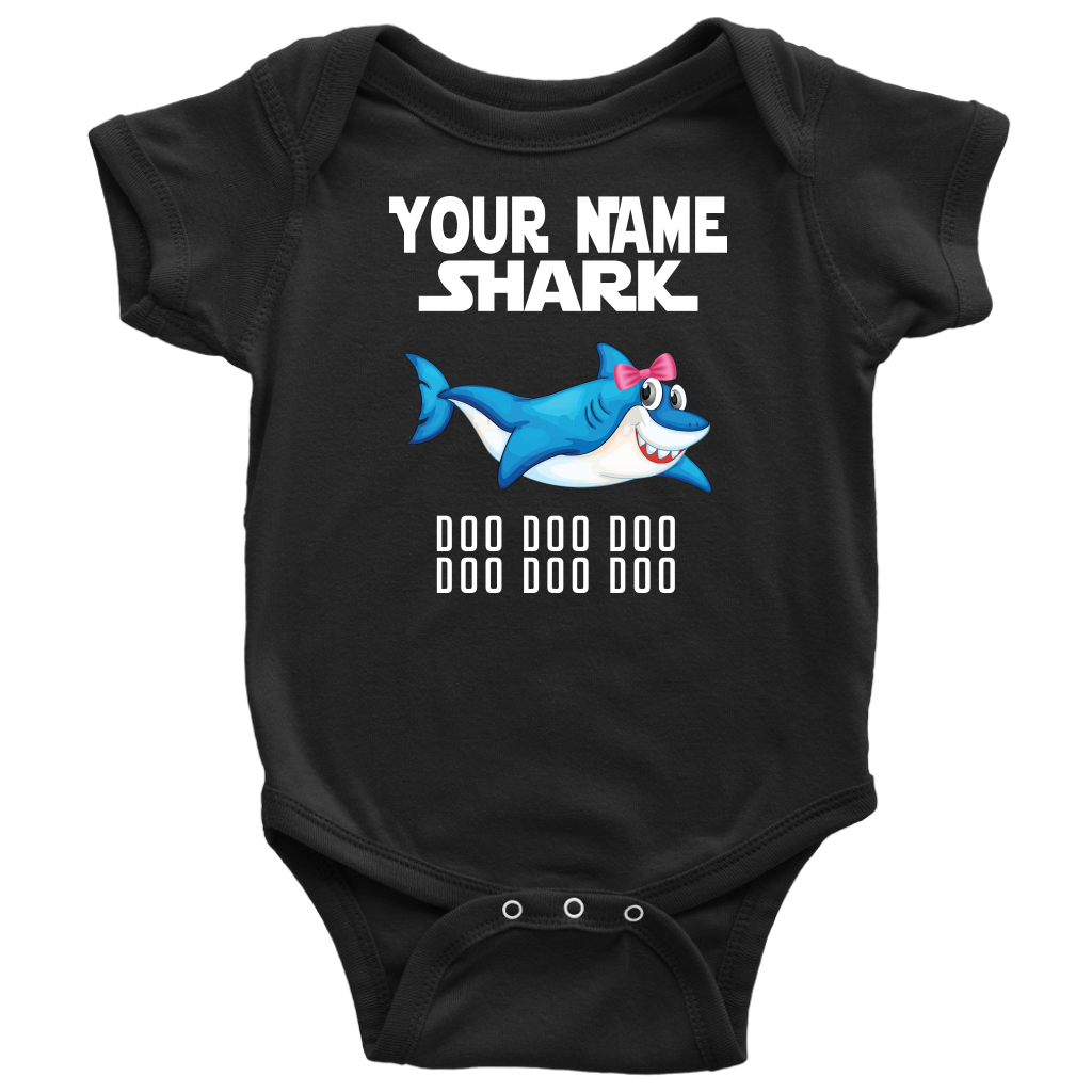 VnSupertramp Baby Brother Sister Shark Personalized Name Onesie Birthday Gift-D11