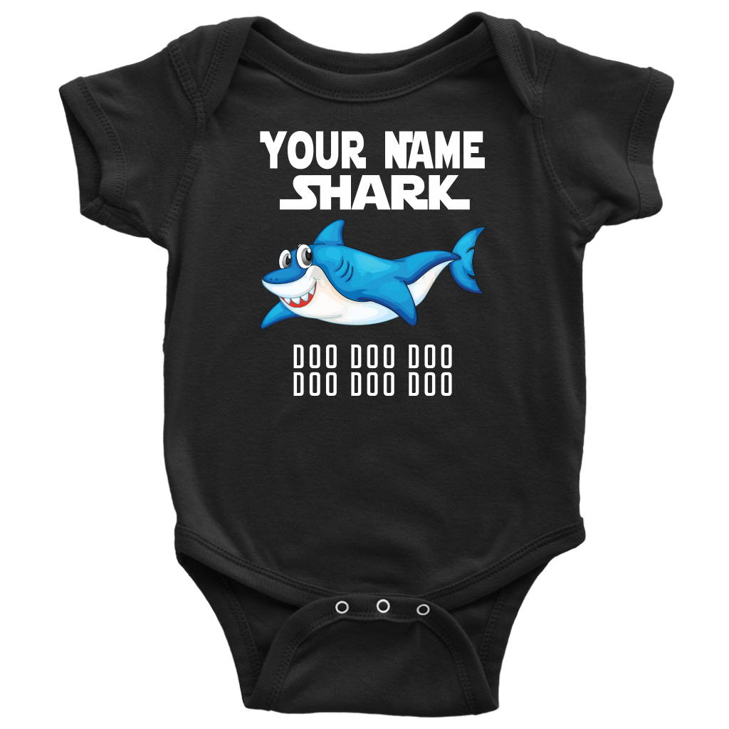 VnSupertramp Baby Brother Sister Shark Personalized Name Onesie Birthday Gift-D8