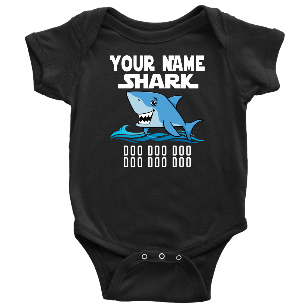 VnSupertramp Baby Brother Sister Shark Personalized Name Onesie Birthday Gift-D5