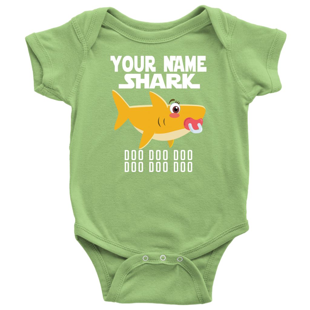 VnSupertramp Baby Brother Sister Shark Personalized Name Onesie Birthday Gift-D3