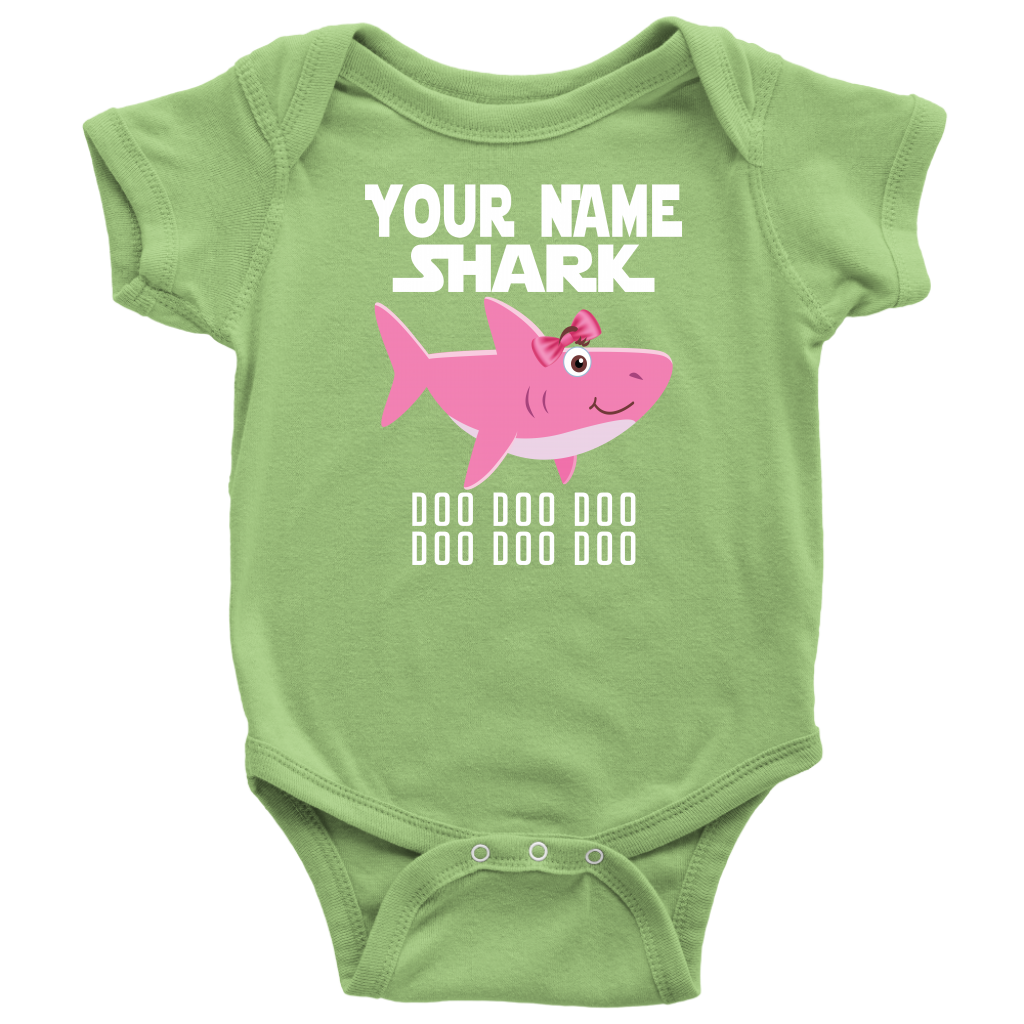 VnSupertramp Baby Brother Sister Shark Personalized Name Onesie Birthday Gift-D10