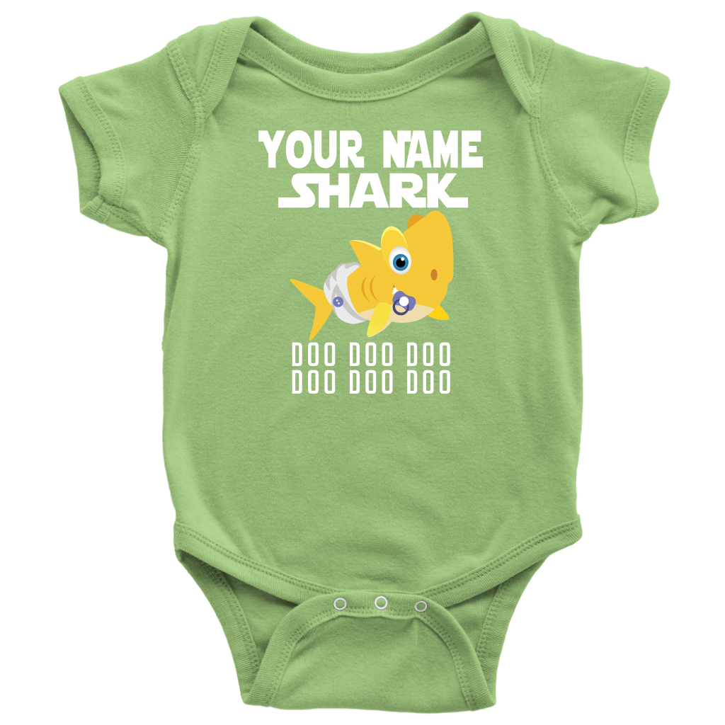 VnSupertramp Baby Brother Sister Shark Personalized Name Onesie Birthday Gift-D4