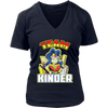 Image of VnSupertramp Team Kinder Kindergarten Wonder Teacher Women V-Neck T-Shirt - Back To School 1st Day of School Funny Superheroes Gift Tee