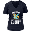 Image of Unicorns Are Born In August Birthday Women V-Neck Shirt Plus Size XL-4XL VnSupertramp Apparel