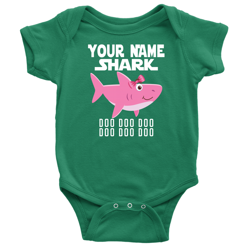 VnSupertramp Baby Brother Sister Shark Personalized Name Onesie Birthday Gift-D10