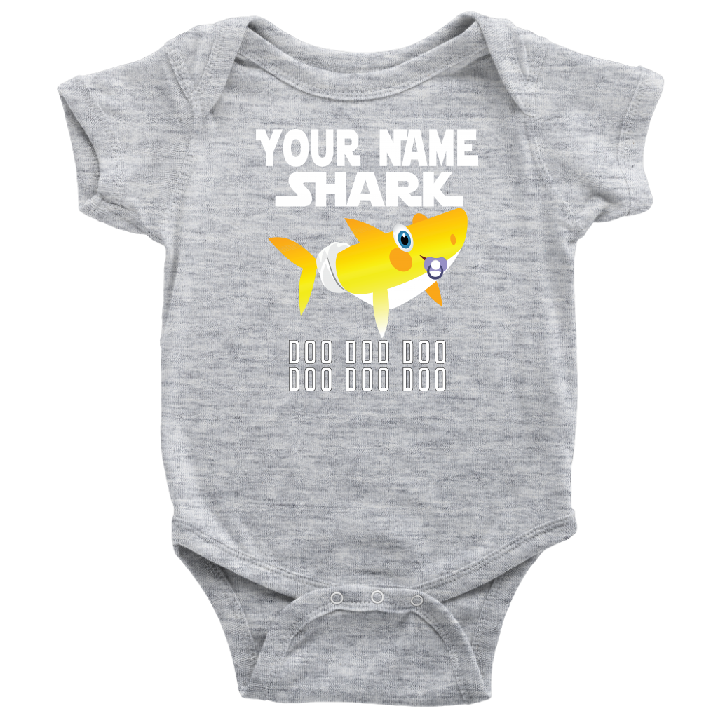 VnSupertramp Baby Brother Sister Shark Personalized Name Onesie Birthday Gift-D2