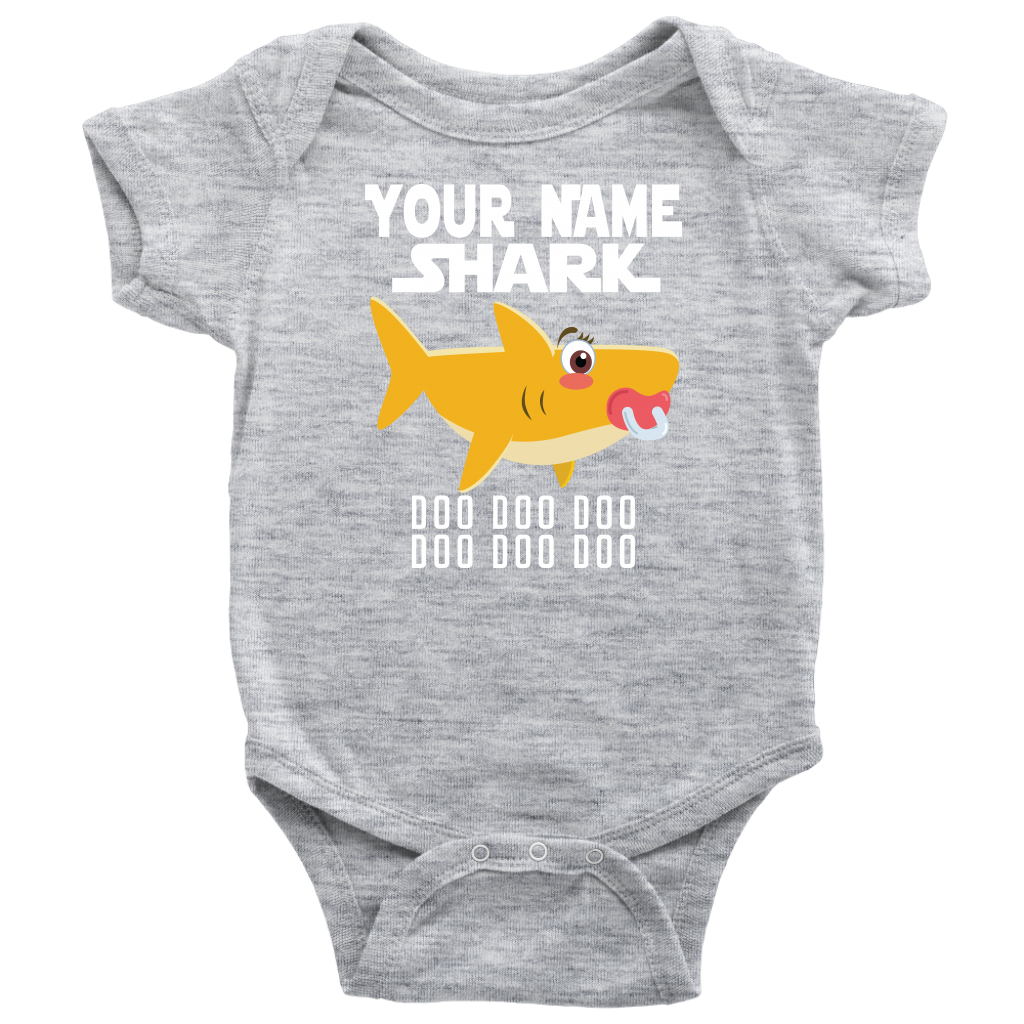 VnSupertramp Baby Brother Sister Shark Personalized Name Onesie Birthday Gift-D3