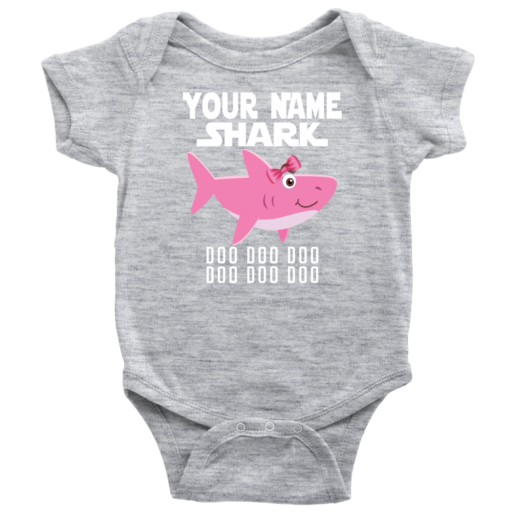 VnSupertramp Baby Brother Sister Shark Personalized Name Onesie Birthday Gift-D10