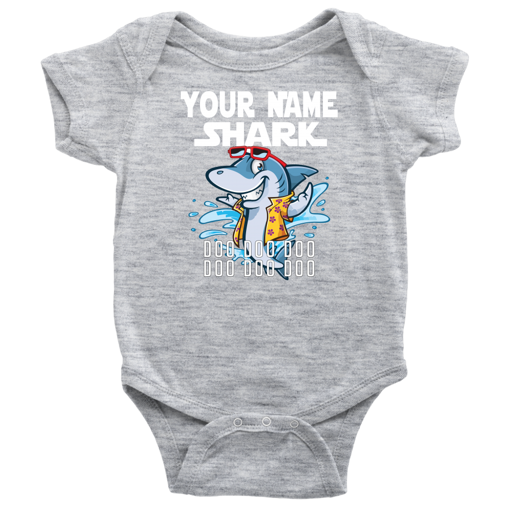 VnSupertramp Baby Brother Sister Shark Personalized Name Onesie Birthday Gift-D9