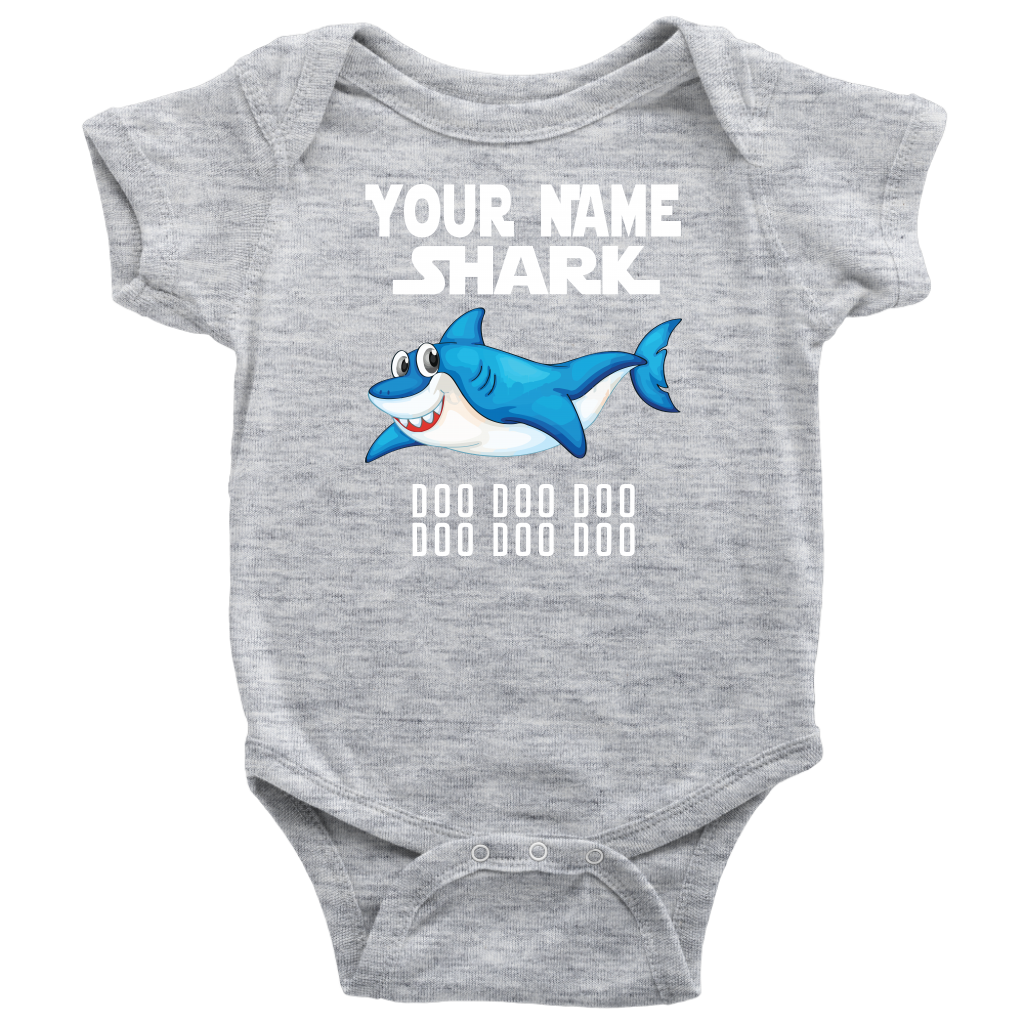 VnSupertramp Baby Brother Sister Shark Personalized Name Onesie Birthday Gift-D8