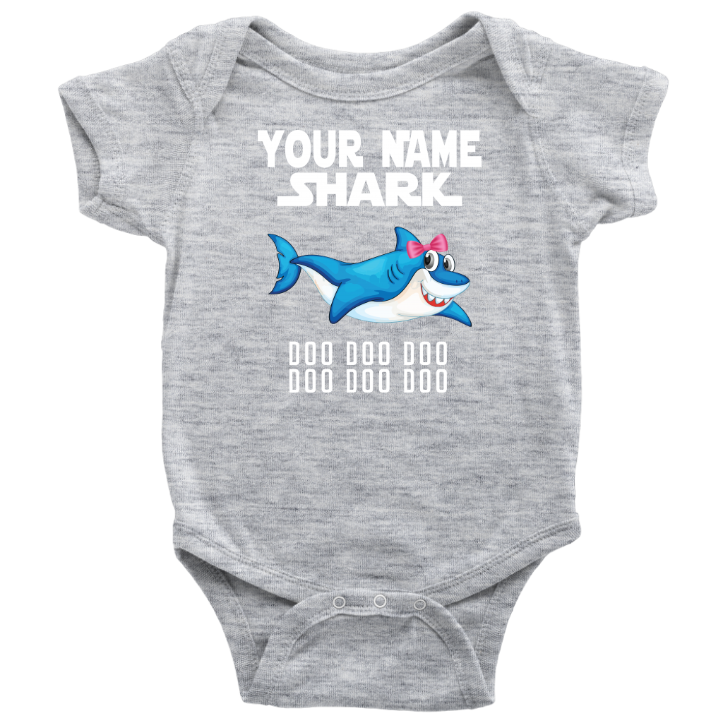 VnSupertramp Baby Brother Sister Shark Personalized Name Onesie Birthday Gift-D11