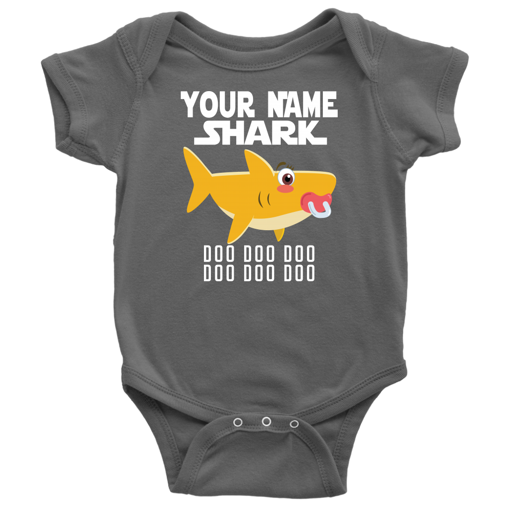 VnSupertramp Baby Brother Sister Shark Personalized Name Onesie Birthday Gift-D3