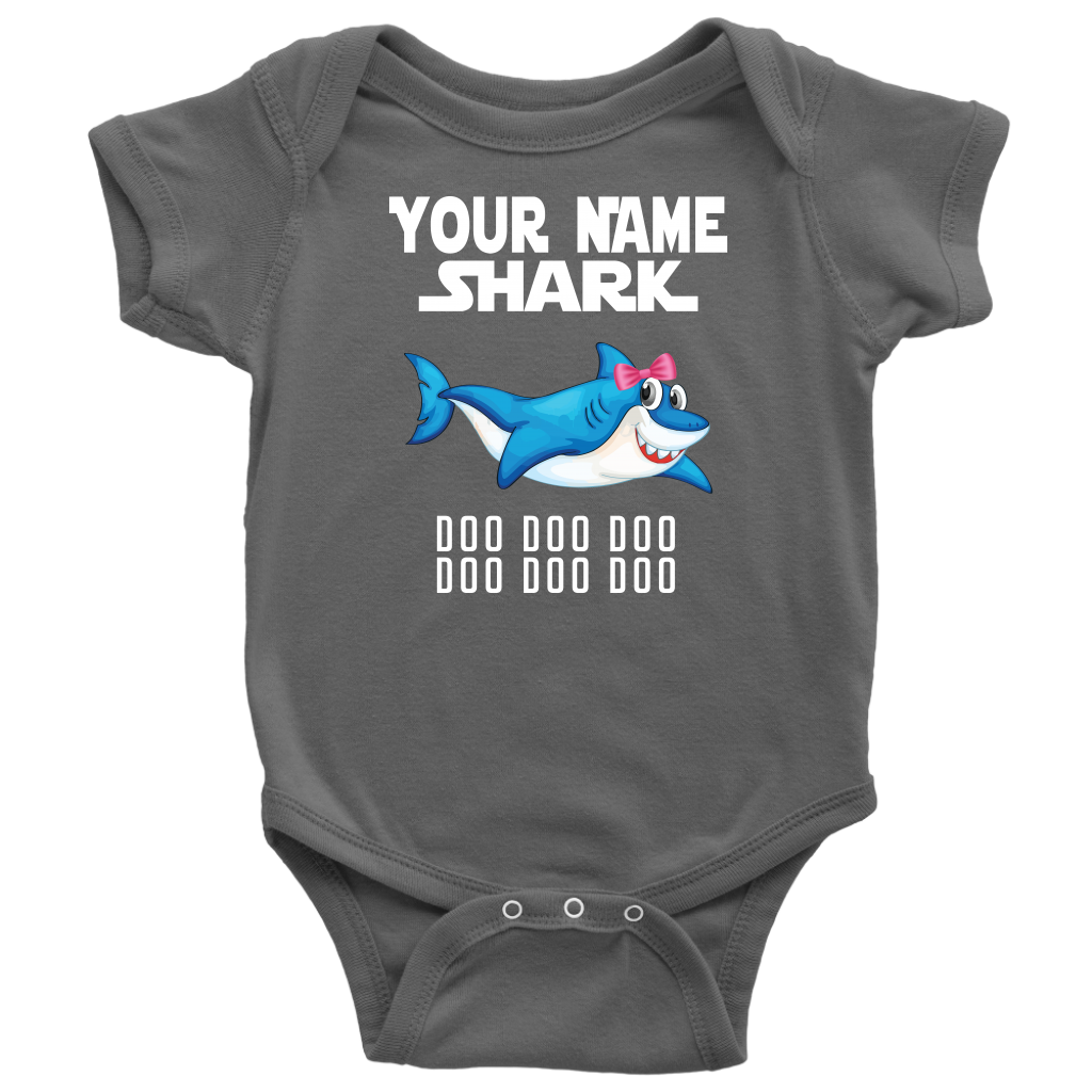 VnSupertramp Baby Brother Sister Shark Personalized Name Onesie Birthday Gift-D11