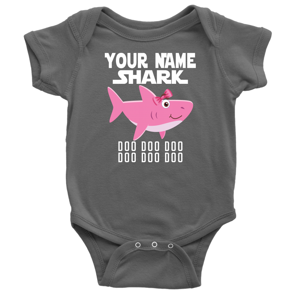 VnSupertramp Baby Brother Sister Shark Personalized Name Onesie Birthday Gift-D10