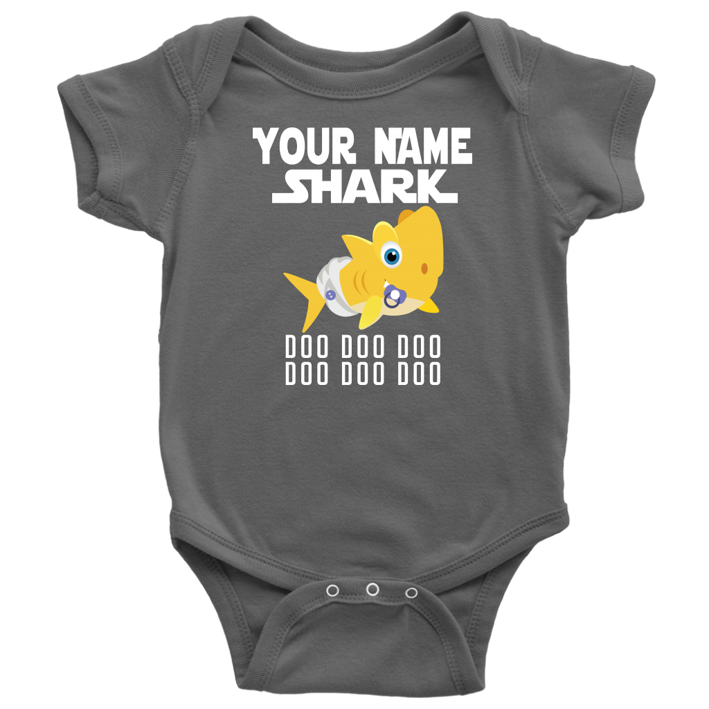 VnSupertramp Baby Brother Sister Shark Personalized Name Onesie Birthday Gift-D4