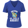 Image of Unicorns Are Born In August Birthday Women V-Neck Shirt Plus Size XL-4XL VnSupertramp Apparel
