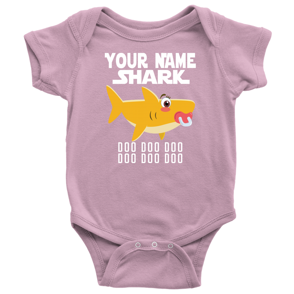 VnSupertramp Baby Brother Sister Shark Personalized Name Onesie Birthday Gift-D3