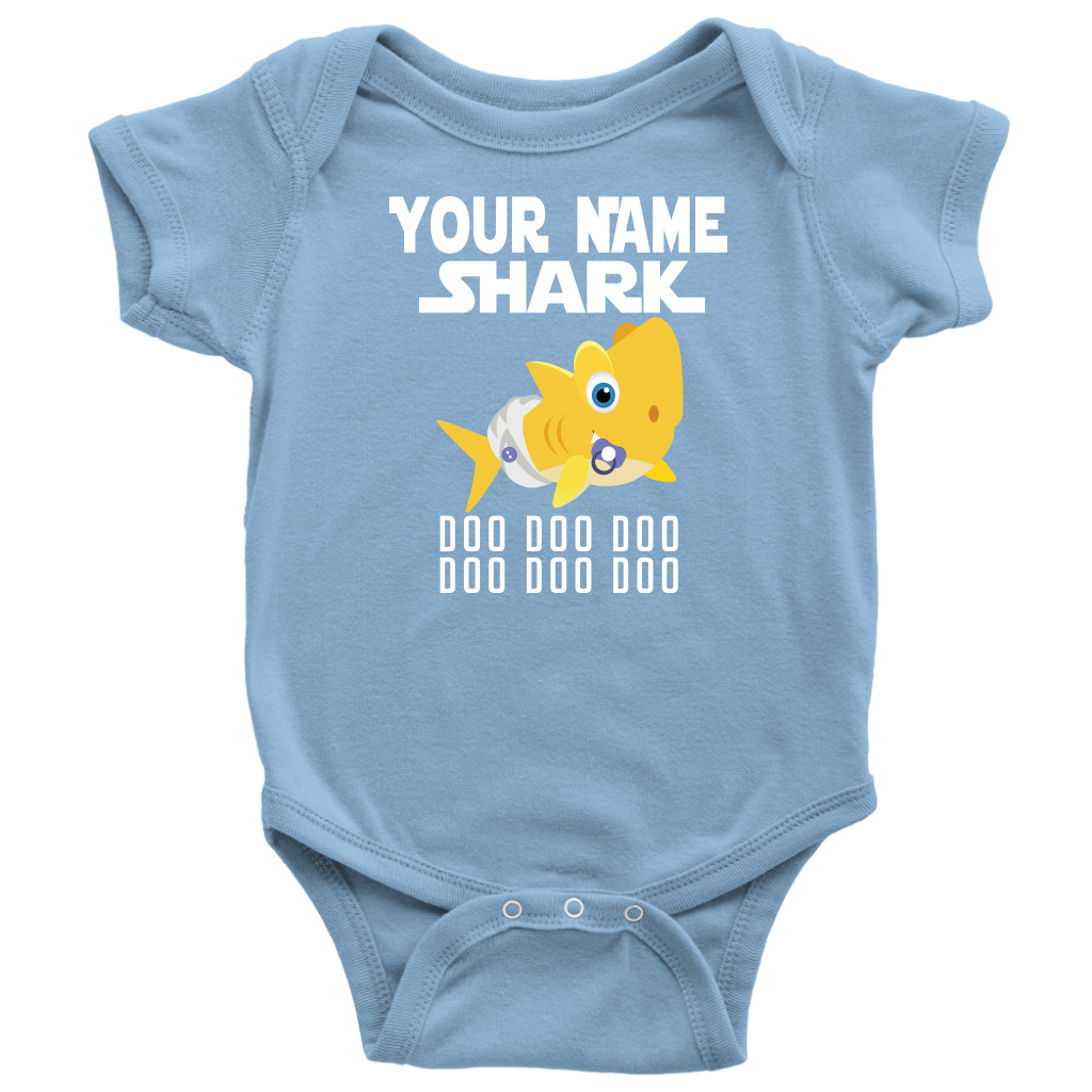 VnSupertramp Baby Brother Sister Shark Personalized Name Onesie Birthday Gift-D4