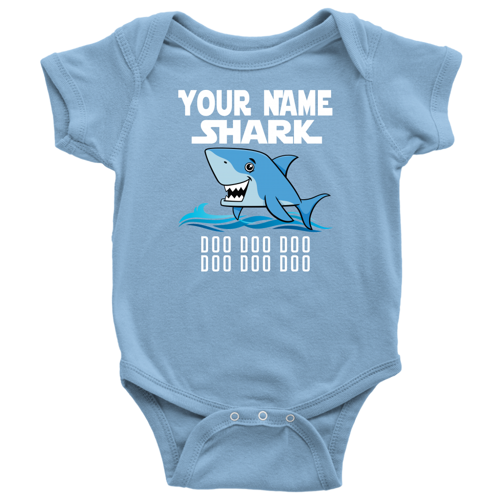 VnSupertramp Baby Brother Sister Shark Personalized Name Onesie Birthday Gift-D5