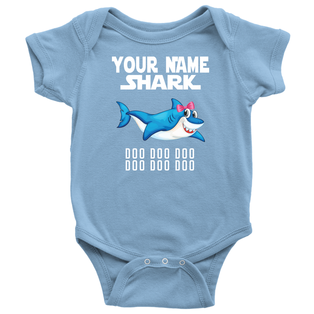 VnSupertramp Baby Brother Sister Shark Personalized Name Onesie Birthday Gift-D11