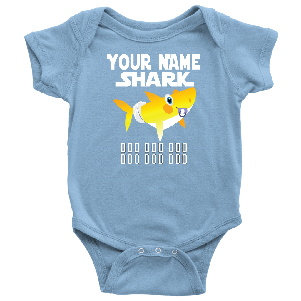 VnSupertramp Baby Brother Sister Shark Personalized Name Onesie Birthday Gift-D2