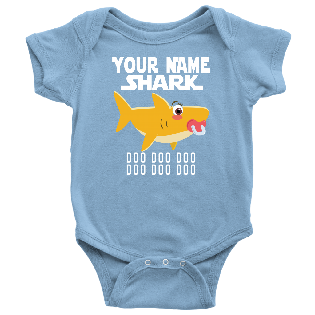 VnSupertramp Baby Brother Sister Shark Personalized Name Onesie Birthday Gift-D3