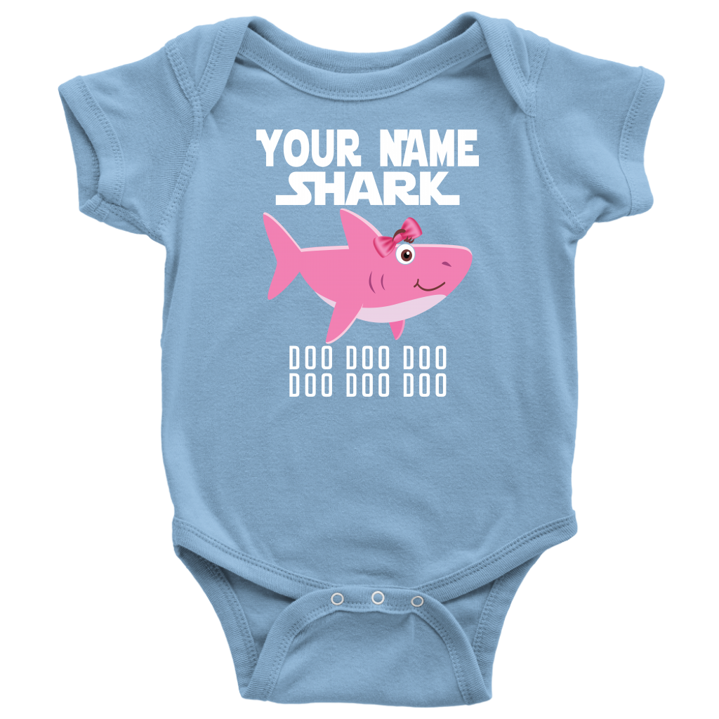 VnSupertramp Baby Brother Sister Shark Personalized Name Onesie Birthday Gift-D10
