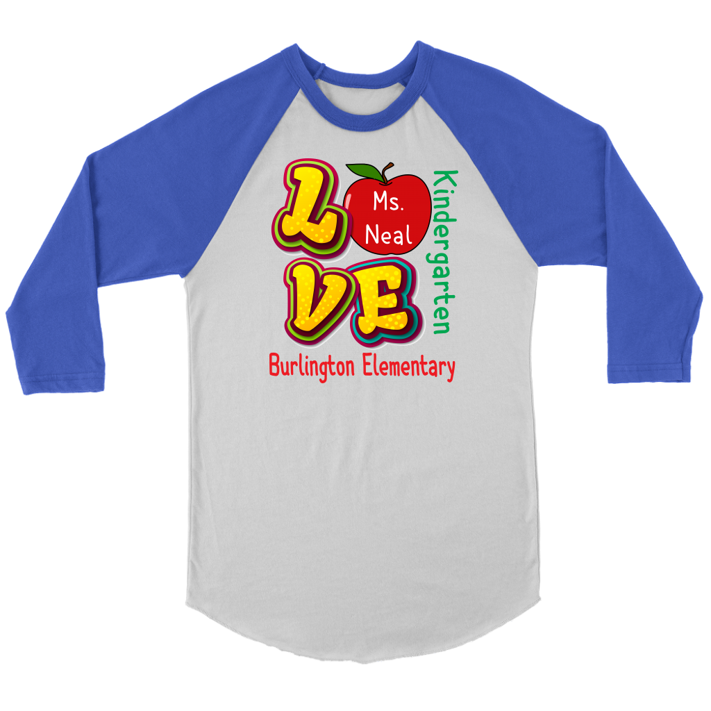 VnSupertramp Personalized Love Apple Women Men Raglan Teacher T-Shirt - Custom Name, School, Grade on Tee Gift