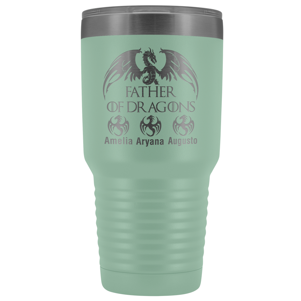 VnSupertramp Personalized Father of Dragons 30oz Vacuum Tumbler Add Up To 10 Dragons - Custom Kids' Name On Travel Cup Gift