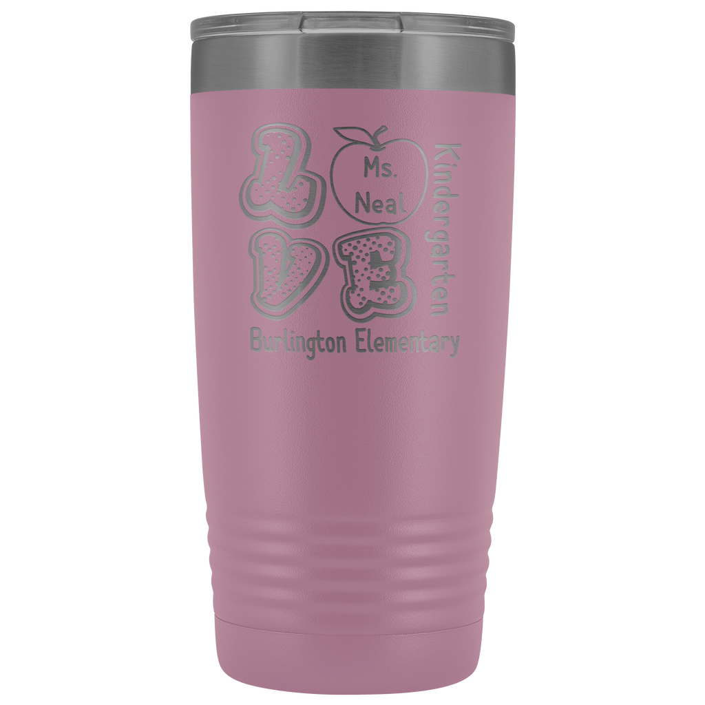 VnSupertramp Personalized Love Apple Teacher Tumbler 20oz - Custom Name, School, Grade on Tumbler Gift Back To School First Day Of School