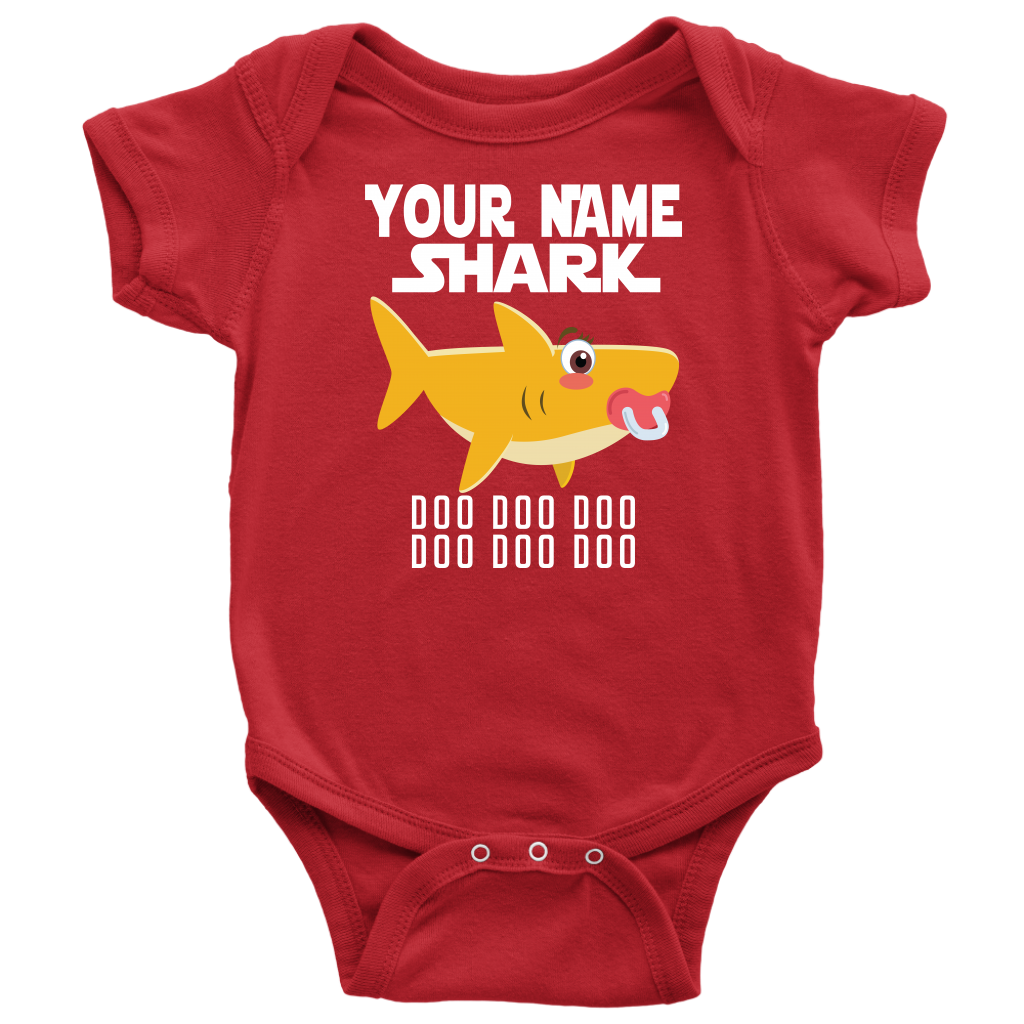 VnSupertramp Baby Brother Sister Shark Personalized Name Onesie Birthday Gift-D3