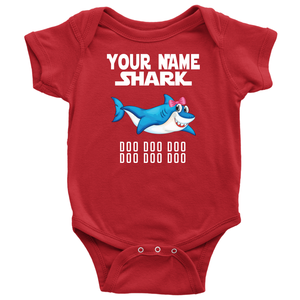 VnSupertramp Baby Brother Sister Shark Personalized Name Onesie Birthday Gift-D11