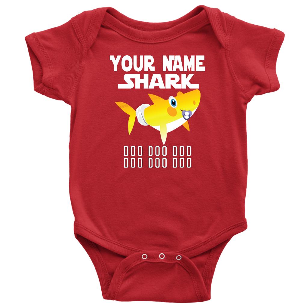 VnSupertramp Baby Brother Sister Shark Personalized Name Onesie Birthday Gift-D2